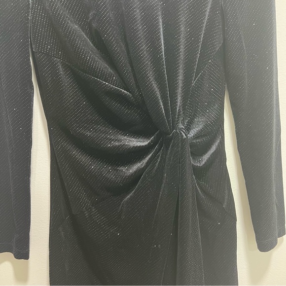 & Other Stories NWT Glitter Velour Shoulder Pad Long Sleeve Mini Dress Black, 4 - Picture 6 of 16